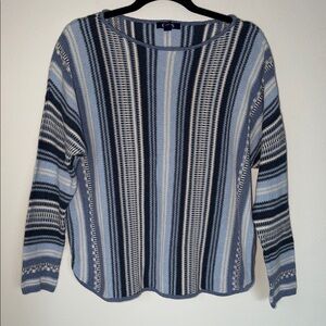 Y2K Chaps Striped Cotton Crewneck Lightweight Sweater